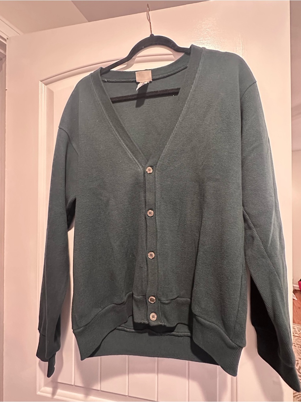 L.L. Bean Men’s Button-Front V-Neck Cardigan in Forest Green